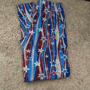 Leggings Depot Patriotic Red Blue Silver Star Print Leggings
